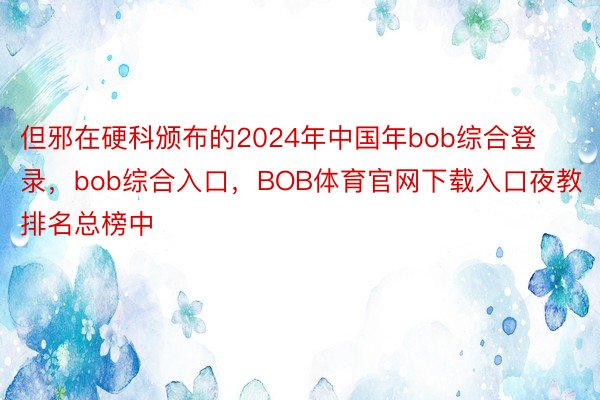 但邪在硬科颁布的2024年中国年bob综合登录，bob综合入口，BOB体育官网下载入口夜教排名总榜中