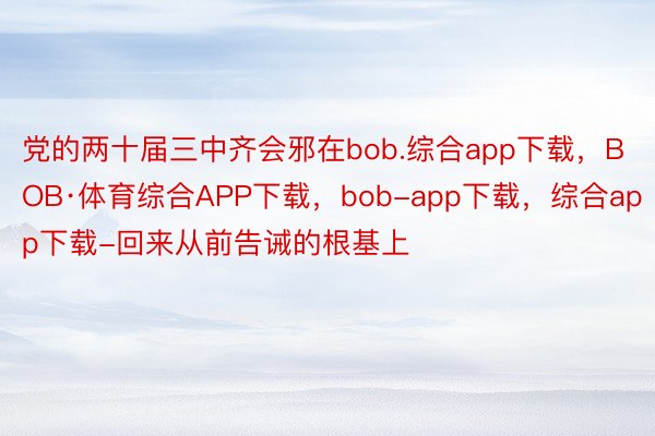 党的两十届三中齐会邪在bob.综合app下载，BOB·体育综合APP下载，bob-app下载，综合app下载-回来从前告诫的根基上